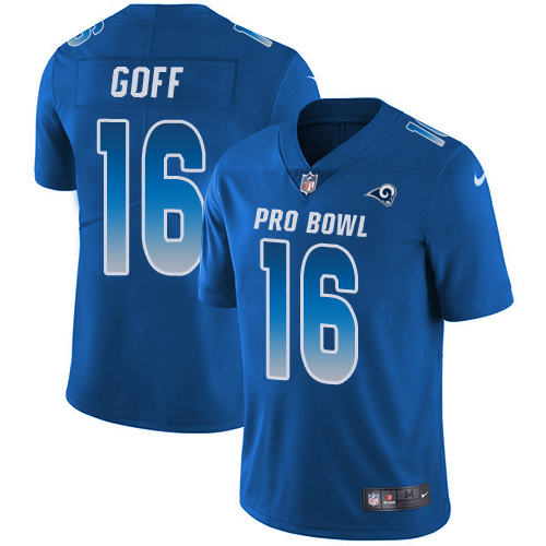Nike Rams #16 Jared Goff Royal Men's Stitched NFL Limited NFC 2018 Pro Bowl Jersey - Click Image to Close